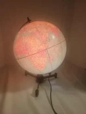 Vintage Light Up World Globe 14  Retro Design Geography Night Light  • $75