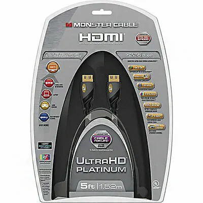 Monster 5ft Platinum Ultra HD High Speed HDMI Cable W/ Ethernet & 4K Resolution • $17.99