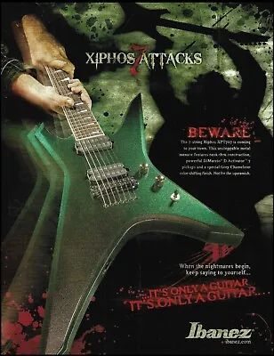 Ibanez Xiphos Series XPT707 7-string Guitar Advertisement 8 X 11 Ad Print • $4
