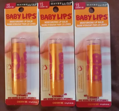 3 New Maybelline Baby Lips Moisturizing Lip Balm 15 Cherry Me • $15