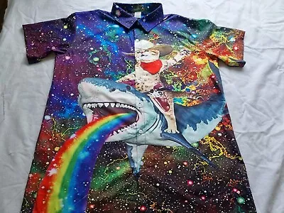 Psychedelic Tripy Hawaiian  Men's Shirt Uk L Stag Party Holiday Novelty Kitsch  • £22.50