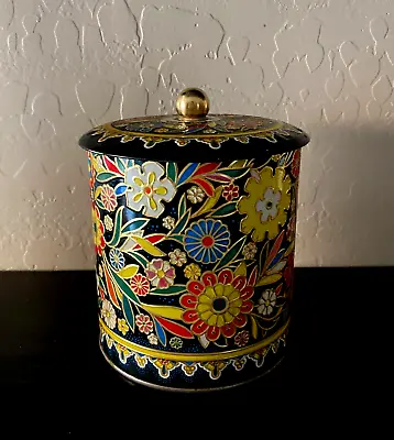 6  Vintage Daher Multicolor Floral Texture Tin Container England • $18.99