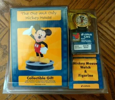 Lorus Lite Disney VINTAGE MICKEY MOUSE Watch W/LIGHT  BOX W/FIGURINE NEW IN BOX • $114.99