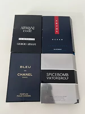 4x High End Designer Perfume Samples Men PRADA ARMANI CHANEL VIKTOR ROLF • £10.99