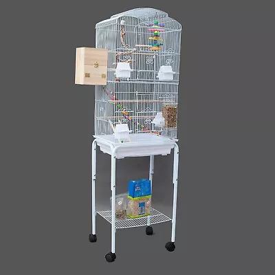 Dome Top High Bird Cage On Stand With Play Toys White • $99