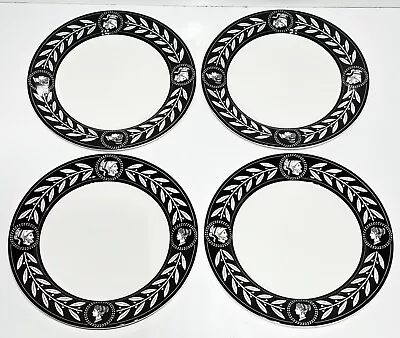 Set 4 Victoria Beale Porcelain Olympia Black Greek Dinner Plates 10 3/4” Casual • $54