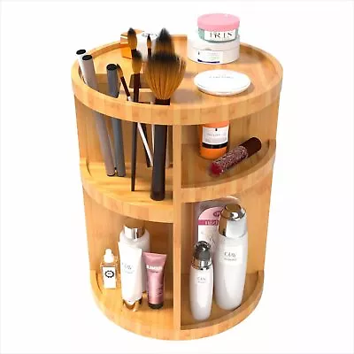 360 Bamboo Makeup Organizer Cosmetics Organizermultifunction Storage Carousel F • $49.61