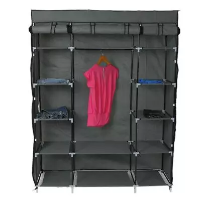53  Portable Closet Wardrobe Clothes Rack Storage Organizer W/ Shelf Shelves • $23.99