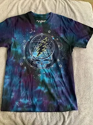 Liquid Blue Mystical Stealie Grateful Dead T-Shirt Space Sacred Geometry Medium • $17.95