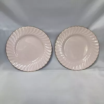 Set Of 2 Mintons Minton Shell Pink And Gold Pattern 7 3/4  Salad Plates 1948-59 • $24.99