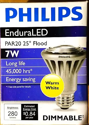 Phillips EnduraLED PAR20 25 Degrees Flood 7W 2700K 280 Lumens  - LED Light Bulb • $9