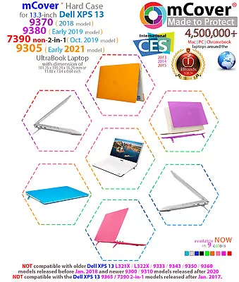 £22.37 • Buy MCover® HARD Shell CASE For 13  Dell XPS 13 9370 (2018) 9380 9305 (2021) Models