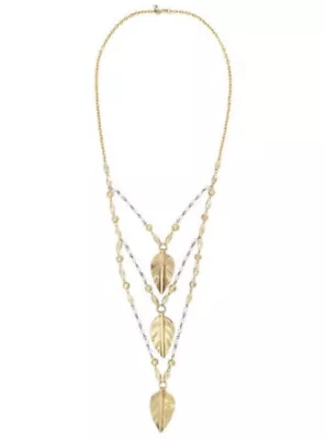 Vanessa Mooney Free People *san Antonio* Brass Leaf Motif Boho Layered Necklace • $69.99