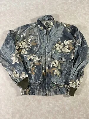 Vintage 90s Mossy Oak Men Bomber Zip Jacket Camouflage USA Made Green Small • $38.49