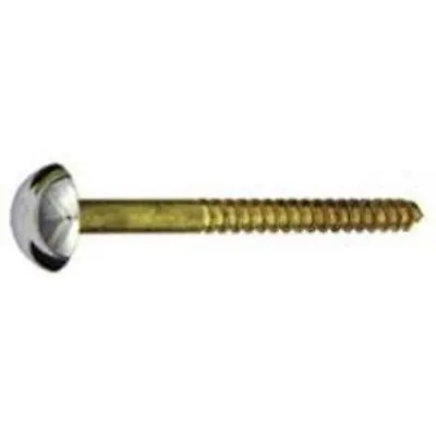 £4.50 • Buy Mirror Screws Brass Countersunk Slotted Head Complete With Chrome Domes 