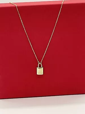 14k Gold Lock Necklace Tiny Lock Necklace Gold Necklace Lock Clasp 18 Inches • $240