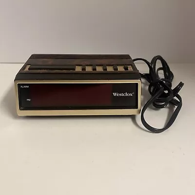 Vintage Westclox Digital Alarm Clock Wood Grain Look Model: 22714 • $11