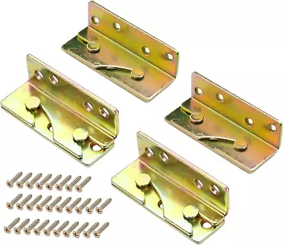 Bed Rail Brackets Bed Frame Hardware Set Of 4 Wooden Bed Brackets With Screws • $22.01