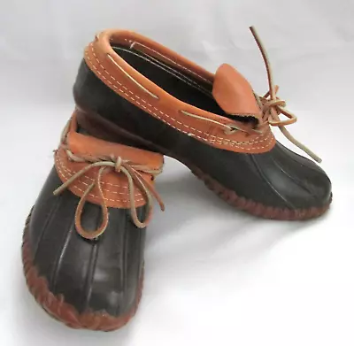 Vintage LL Bean Boot Low Ankle Rubber Moc Maine Hunting Shoe Tan Brown Mens 7M • $49.99