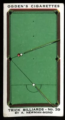 £2 • Buy Tobacco Card,Ogdens,TRICK BILLIARDS,1934,Three Balls Same Pocket Two Strokes,#39