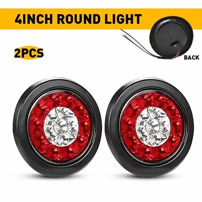 2x Round Trailer Led 4 Inch Led Trailer Truck Turn Stop Tail Brake Reverse Light • $18.99