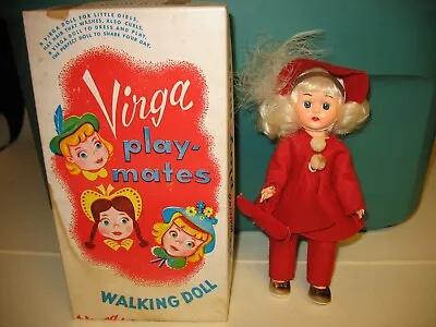 $75 • Buy Vintage 8  Virga Play-Mates Walking Doll W/Original Box, Clothing, And PURSE