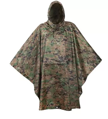 USGI Industries Military Style Poncho Multi Use Rip Stop Camouflage Rain Poncho • $65