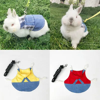 Bunny Denim Jacket Coat Harness Leash For Rabbit Small Pet Squirrel Clothes Set • $7.71