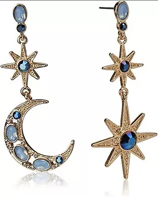 US Seller Betsey Johnson Celestial Moon & Star Drop Earrings • $14.95