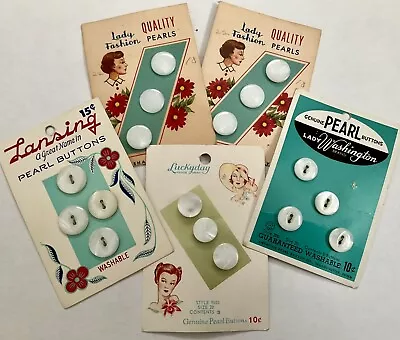 Vintage Antique Lot MOP Buttons~5 Cards~Lady Fashion Lucky Day~Great Graphics! • $4