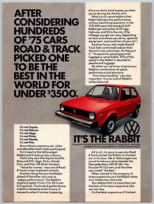 Vintage 1976 Volkswagen VW Rabbit Car Road & Track Best Magazine Print Ad Red • $7.49