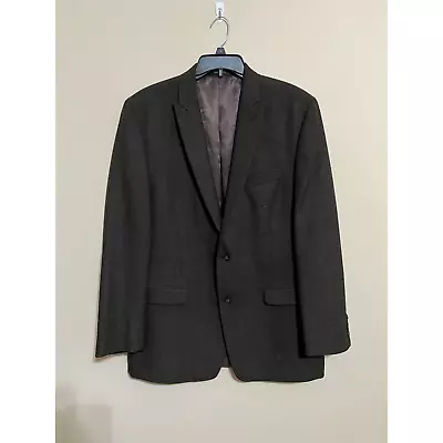 Calvin Klein Mens Two Button Suit Jacket Brown 100% Wool Long Big & Tall 44L • $40
