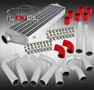 27.5 X2.7 X7  Front Mount Turbo Intercooler +12Pcs 64mm Polished Piping Pipe Kit • $179.99