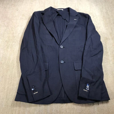 $98.88 • Buy Gant Rugger Jacket Mens 46 Blazer Office Pocket Waffle Unconstructed Navy Blue