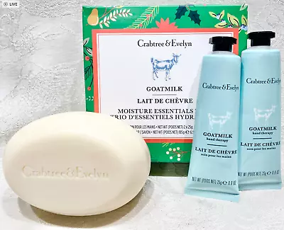 Crabtree & Evelyn Goatmilk Bar Soap & Hand Therapy Gift Set • $21.95