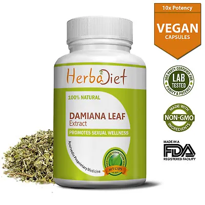 Damiana Leaf Extract Capsules POWERFUL 10:1 Aphrodisiac Supplement For Men • £2.39