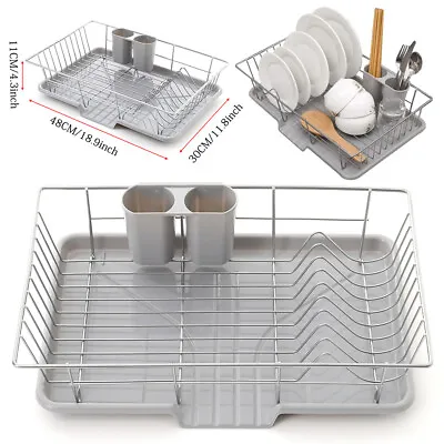 Dish Drainer Kitchen Sink Basket Metal Wire Draining Tray Drip Board Plates Hold • £12.94