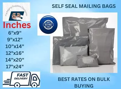 Grey Mailing Bags All Sizes Poly Postage Large Strong Self Seal Plastic Postal • £0.99