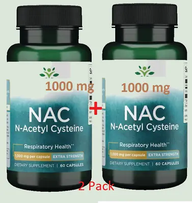 2 Pack NAC N-Acetyl-Cysteine 1000 Mg Free Radical Protection Respiratory Health • $21.90