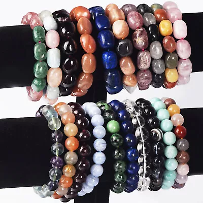 6/8/10mm Stone Bracelets Natural Gemstone Beads Healing Reiki Stretchy Bracelet • $9.99