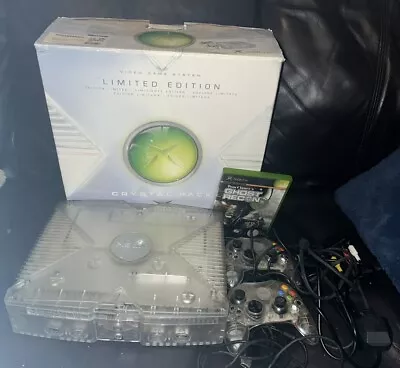 Microsoft Xbox Crystal Translucent Console- Original Box - Console - Controllers • £85