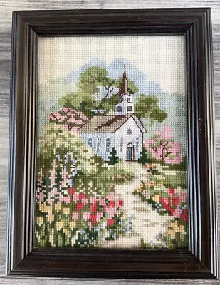 Vintage 1960’s Needlepoint Art Church Framed Picture • $22.50