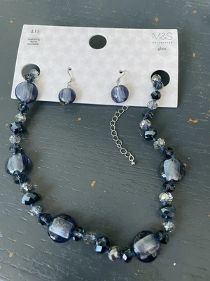 £4.25 • Buy M&S Glass Series Necklace And Earing Set
