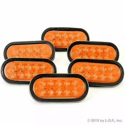 6) 6  Oval Trailer Truck Light LED Sealed Amber Stop Turn Tail Marine Waterproof • $39.99