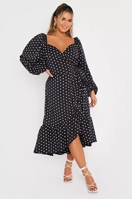 In The Style  Black & White Polka Dot Spot Sweetheart Neck Multiway Dress Size 8 • £7
