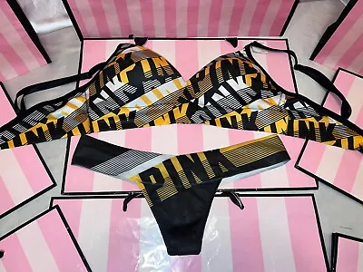 Victorias Secret PINK Push-Up Bra Bralette Cool & Comfy Small Black And Yellow • $44.99
