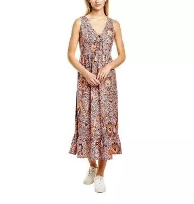 Madewell Lace-Up Ruffle Hem Midi Dress Bali Blooms Size 4 • $19.99