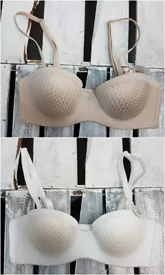 EX M&S Ladies Zigzag Padded Strapless Bra A-E In White Or Almond Colour (M2) • £8.07