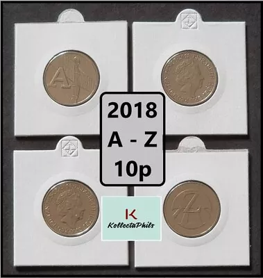 2018 ALPHABET A-Z 10p Ten Pence Coins In LightHouse Card Holders • £6.95