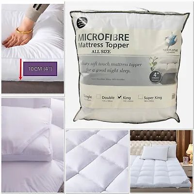 Luxury 4'' Mattress Topper  Soft Quilted Protector Single Double King Super King • £34.99